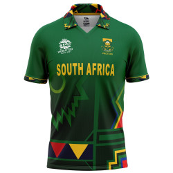 South Africa 2021 T20 World Cup Half Sleeves Cricket Fan Jersey - 100% Dryfit Polyester - With Name Personalization
